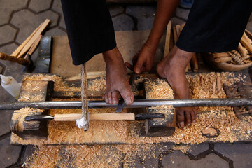 Craftsman working in Marrakesh medina (old city), Morocco.