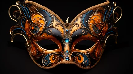 Gardinen Venice carnival butterfly mask on black background © Tariq