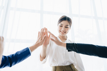 Business Success concept with partner, Partnership Giving Fist Bump after Complete a deal....
