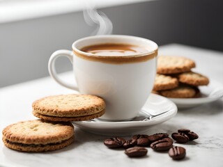 cup of coffee and biscuits