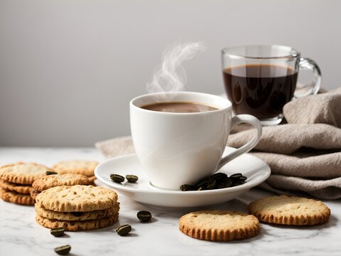 cup of coffee and biscuits