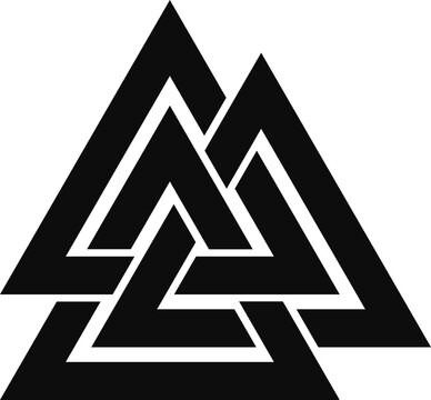 Valknut triangles icon - Vikings black symbol isolated on transparent background