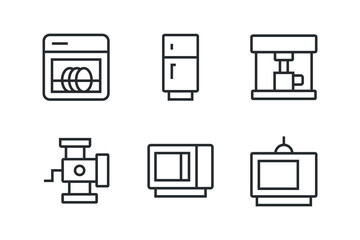 Set of thin line homeware Icons.