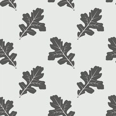 Vector oak leaves seamless pattern. Autumn Scandinavian style textile design.
