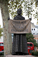 Statue of Millicent Garrett Fawcett on Parliament Square, London, U.K.