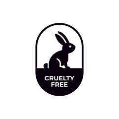 Fototapeta premium Animal cruelty free icon. Not tested on animals with rabbit silhouette label. Vector illustration.