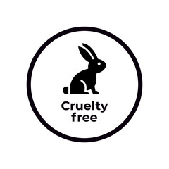 Fototapeta premium Animal cruelty free circle icon. Not tested on animals with rabbit silhouette label. Vector illustration.