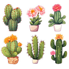 Fototapeta premium cactus icons set Generative AI 