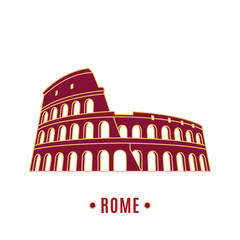 Colosseum illustration in line art style. Vector icon of Rome landmark.