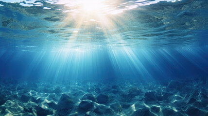 Fototapeta na wymiar underwater background with sun rays through water