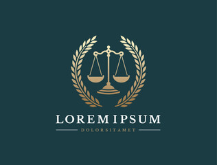 Law firm logo. Scales symbol. Vector icon design.  - 649218069