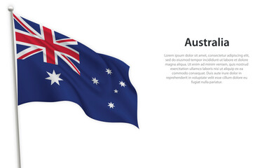 Waving flag of Australia on white background. Template for independence day © magr80