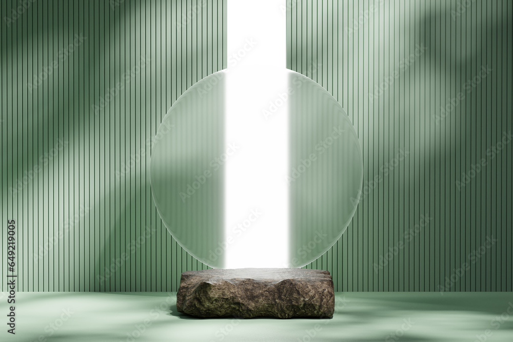 Poster abstract minimal modern stone podium platform for product display showcase 3d rendering