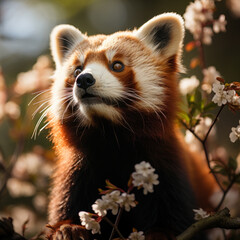 Obraz premium Red Panda in its Natural Habitat, Wildlife Photography, Generative AI