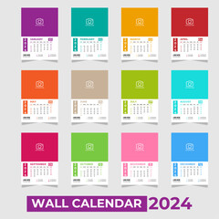 Creative Multicolor Wall Calendar Design 2024
