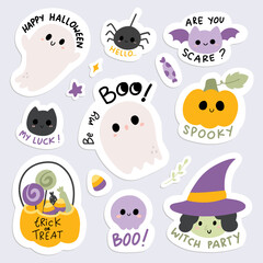 set of cartoon Halloween stickers