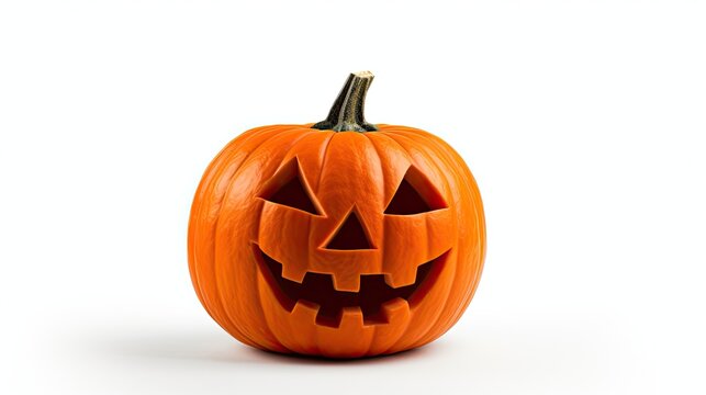 Jack o lantern or carved pumpkin isolated on a white background. Generative AI