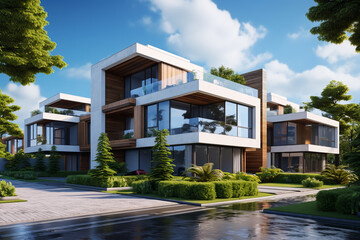 Modern and beautiful houses, Modern upscale residential building.ai generative