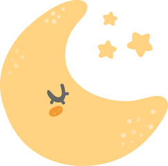 Cute crescent moon, kawaii nusery sky