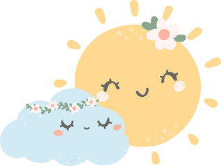Cute sun and cloud, nursery sky