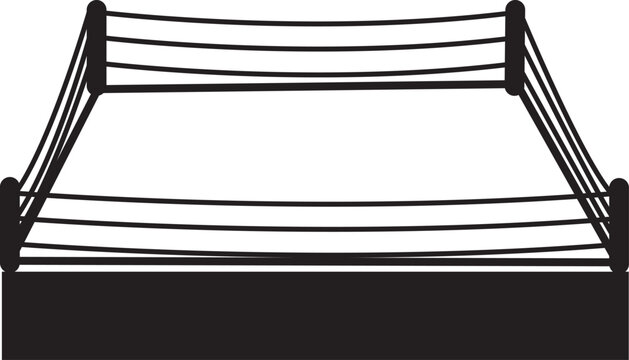 wrestling ring black icon. arena for boxing and martial arts matches sign. boxing ring arena symbol. flat style.