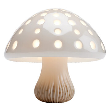 Lamp shaped like a mushroom, transparent background, isolated image, generative AI
