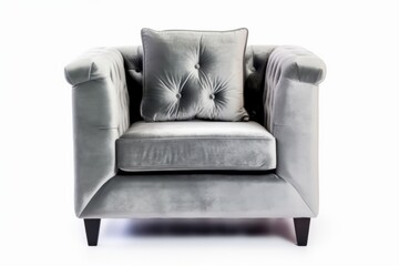 Sofa chair one seat grey color isolated on plain background