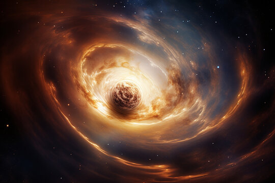 An artist's rendition of a swirling, protoplanetary disk around a young star, illustrating the love and creation of planetary systems in the cosmos, love and creation
