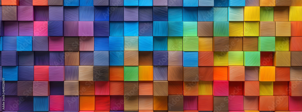 Wall mural Beautiful colorful background. A colorful background of wooden blocks - generative ai