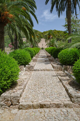 Mallorca, Spain - 23 July, 2023: The historic Jardines de Alfabia botanical gardens, Mallorca