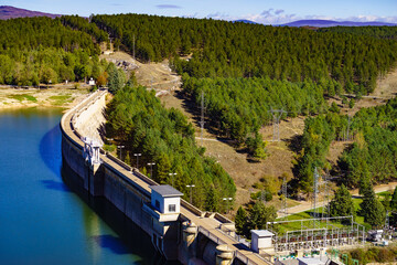 Dam on Embalse de Aguilar de Campoo, Spain.
