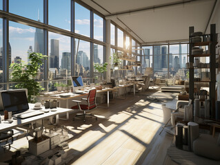 modern office design, cozy room, created with Generative AI technology