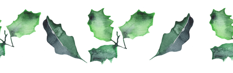 Greenery pattern. Border with branch and leaves. Vintage botanical plant