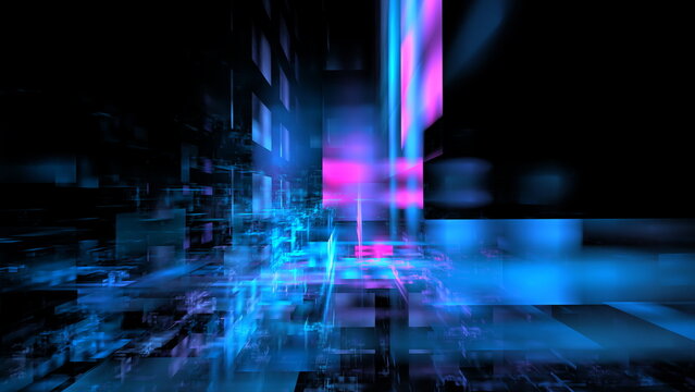 Technology abstract futuristic light future science background. Concept blue tech perspective digital space modern. 3d render
