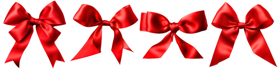 Red ribbon on a white background, the concept of Christmas and New Year