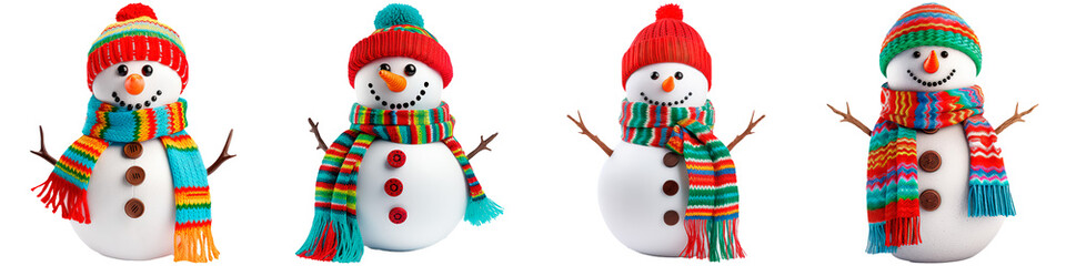Cheerful snowman on a white background, the concept of Christmas and New Year