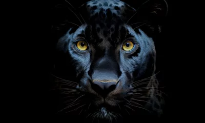 Foto op Plexiglas Animal World On A Minimal Background, Black Panther © Lightning Traveler