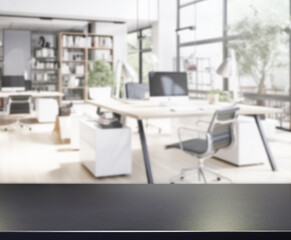 Table Top And Blur Office Of Background