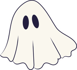 Retro Ghost Halloween t-shirt design. Cute cartoon. vintage vector illustration