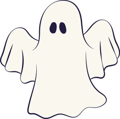 Retro Ghost Halloween t-shirt design. Cute cartoon. vintage vector illustration