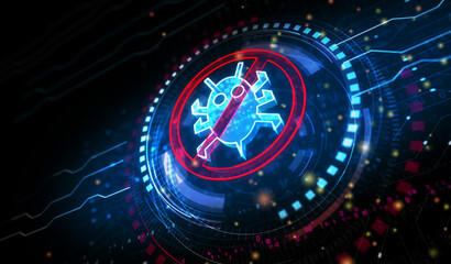 Antivirus cyber security virus detect symbol digital concept 3d illustration