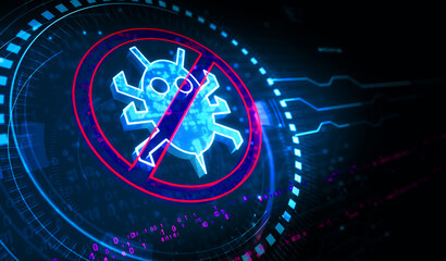 Antivirus cyber security virus detect symbol digital concept 3d illustration