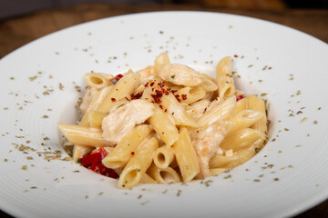 Delicious Italian pasta, Spaghetti, Fettuccine, Macaroni, Fusilli, Bow ties, Penne