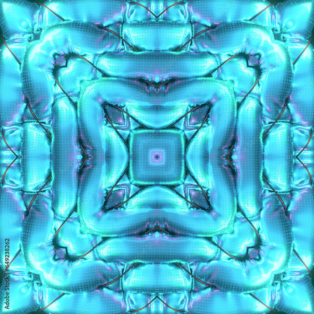 Aufkleber Abstract pattern of metallized silver foil cylinders filled with air. 3d rendering background. Digital illustration