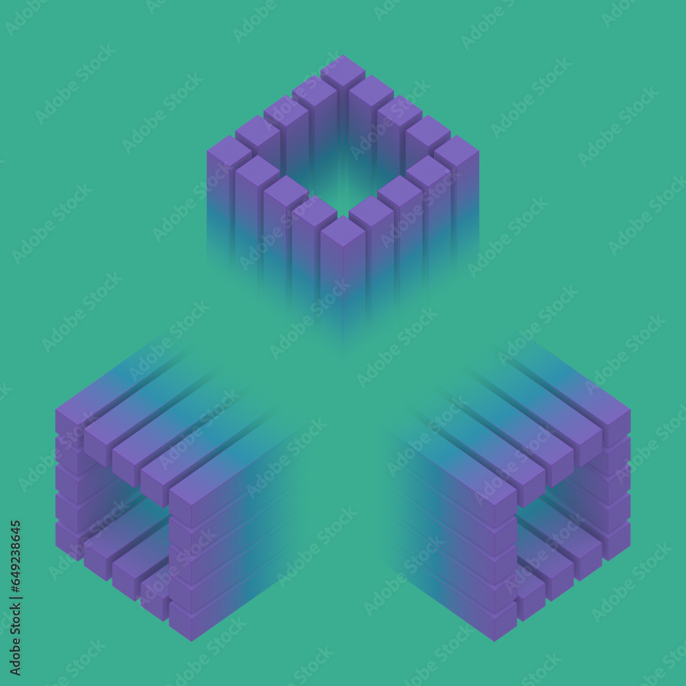 Poster Trendy neon colored digital background with rectangular geometric shapes. 3d rendering digital illustration