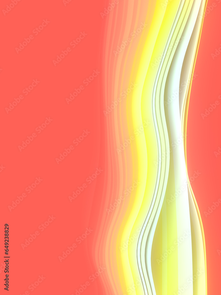 Poster Smooth wavy digital illustration of colorful fabric stripes. Abstract background. 3d rendering