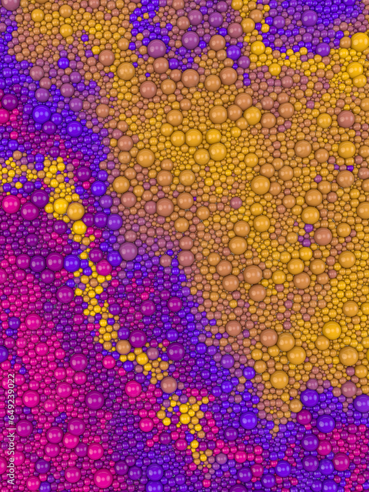 Leinwandbilder Multicolored particles, mixing on the surface. Modern concept background. 3d rendering digital illustration