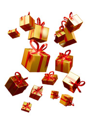 Sinterklaas presents, floating in the air, theme background on a transparent background, PNG, 3d render/illustration