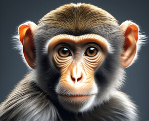 monkey close up. Professional studio portrait of a baby monkey. generative AI