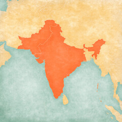 Map of South Asia - India and Pakistan
